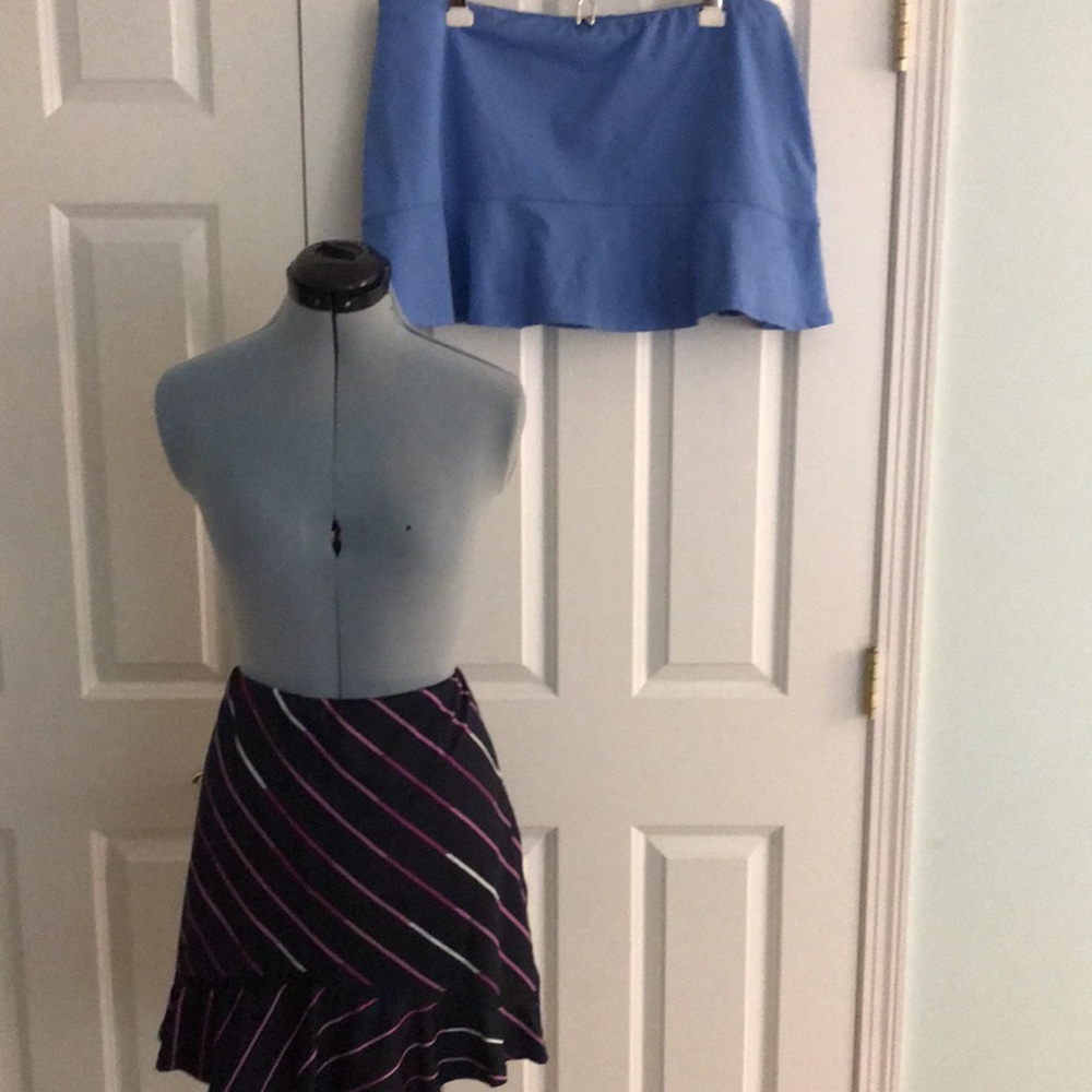 Pair Tail Golf Tennis Athletic Skorts Skirts Blue Striped & Solid w/ Ruffle XXL